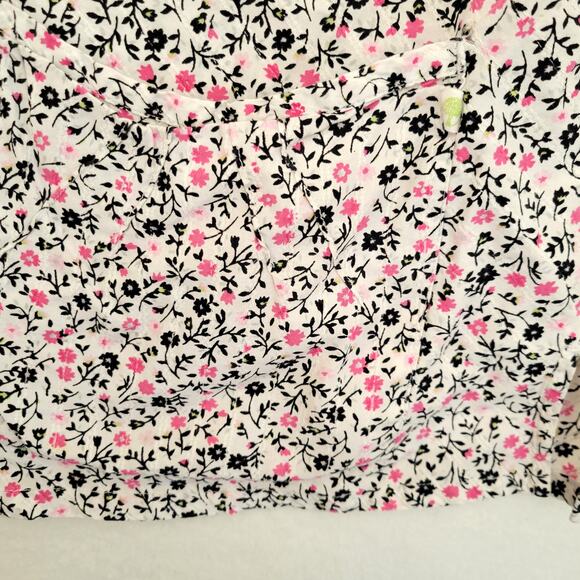 Healing Hands Scrub Top Women's 3X Pink Floral Notch Neck Placket 100% Cotton - Picture 5 of 8